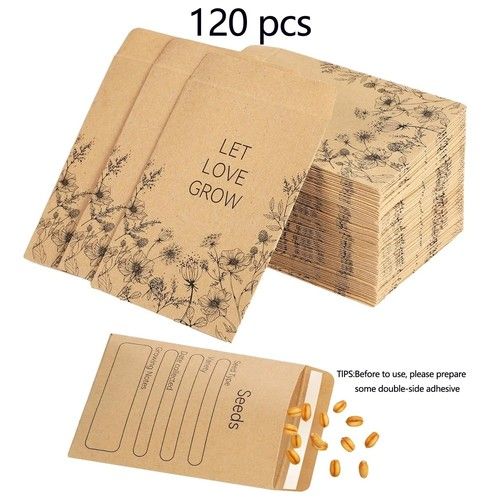 60/120PCS Seed Envelopes 2.36x3.15in Self Adhesive Paper Packets Bulk
