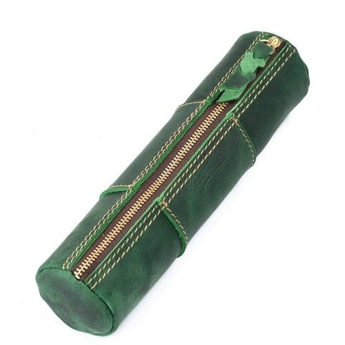 Zipper Pencil Holder Portable Stationery Storage Leather Pencil Case Storage Bag