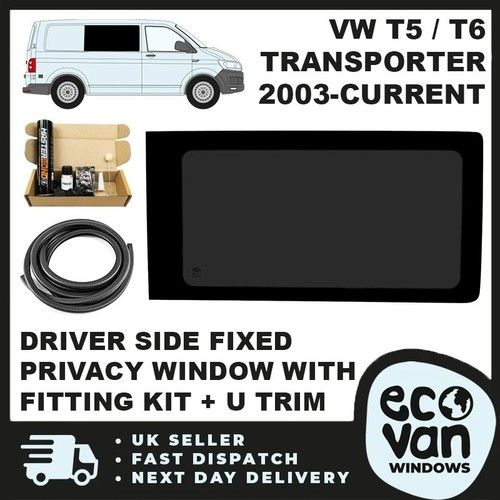 T5-T6.1 Transporter Driver Side Fixed Privacy Side Window & Fitting Kit 2003-Cur