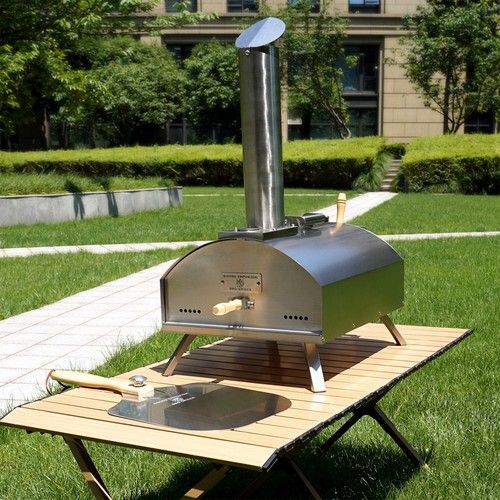 Outdoor Pizza Oven Wood Fired Stainless Steel FREE Rain Cover Pizza Peel & Stone