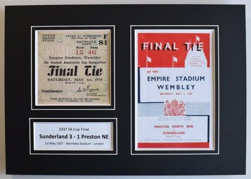 1937 FA Cup Final A4 Photo Match Ticket Display Football Programme Sunderland