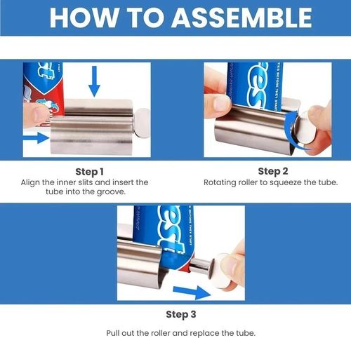 1PC Rolling Toothpaste Tube Squeezer Stainless Steel Dispenser Squeeze Holder UK — image 3