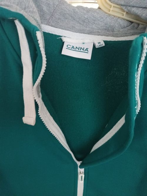 CANNA Women's Green Full Zip Hooded Fleece Hoodie with Pockets Drawstring Size M — image 4