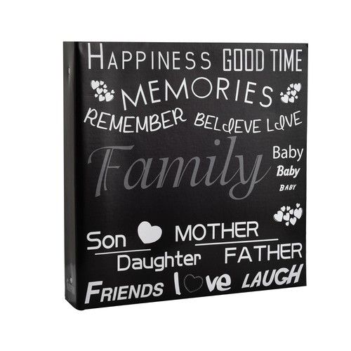 Large Black Text Cover Ring Binder Photo Album for 500 Photos 4 x 6''
