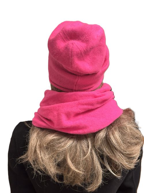 💜 Twin Heart | Ladies | Cashmere Set | Hat Scarf Wrist Warmers | Neon Pink — image 5