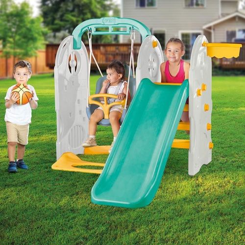 Kids Garden Playground Set, DOLU 4-In-1 Climbing Frame, Swing and Slide Playset — image 2