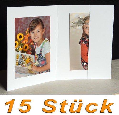 15 x portrait folder/leporello/picture folder for 13x18 with side pocket in white