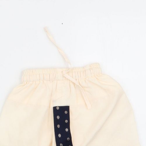 Preworn Girls Jogger Trousers Size 9-12 Months Ivory Elastic Waist — image 6