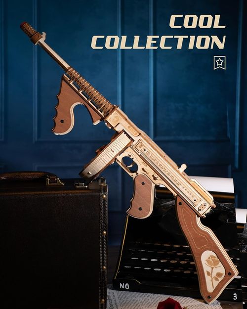 ROKR Thompson Submachine Gun 3D Wooden Puzzle Model Adults DIY Building Toys — image 4