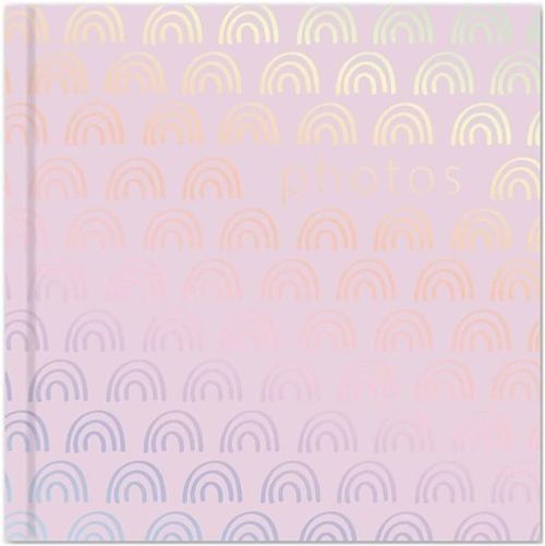 Photo Album 4x6 200 Photos Slip-In Pink Rainbow Design Family Picture Book