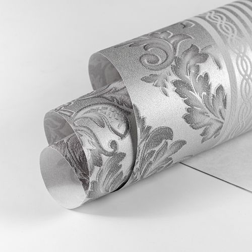 Silver Grey Damask Glitter Wallpaper Embossed Textured Non-Woven Wall Decor Roll — image 20