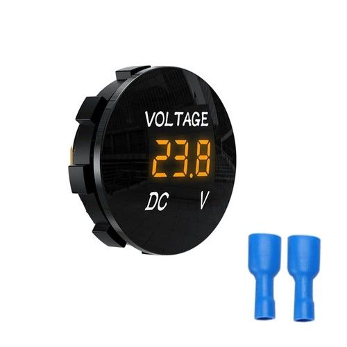 Vehicle Waterproof Voltmeter Round Panel DC 12-48V Digital Battery Voltage Meter