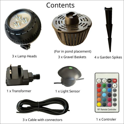 Pond 3 LED Light Set & Daytime Sensor Remote Control Colour Changing Xmas Decs — image 2