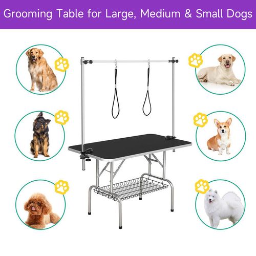 Pet Foldable Grooming Table w/ Adjustable Height Non-Slip Tabletop with 2 Leash — image 11