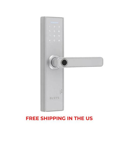 Digital Lock with Handle - Fingerprint Door Lock & Numeric Access - Silver