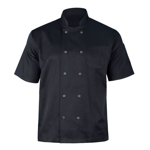 Black Chef Jacket Short Sleeve Restaurent Kitchen workwear show Button Jacket UK — image 2