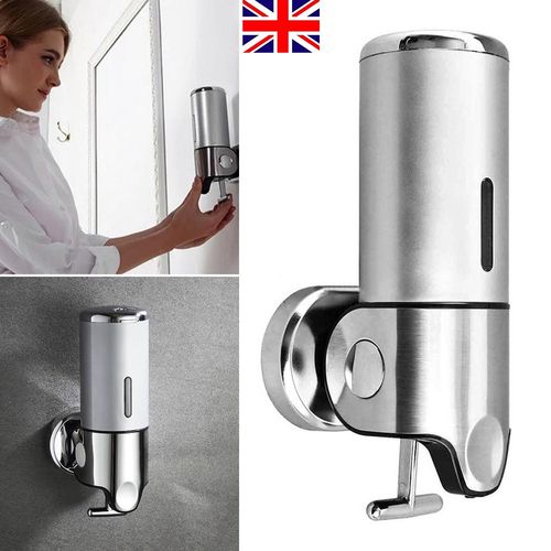 UK Soap Dispenser Wall Mounted Liquid Bathroom Hand Soap Shower Gel Shampoo — image 1