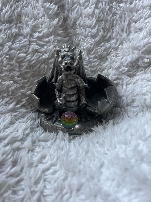 3x Fantasy Pewter-Style Dragon Figurines Set Wizard Dragon Egg & Castle of Souls — image 8