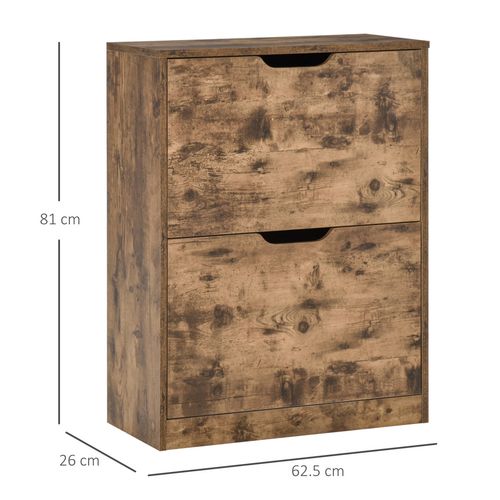 2 Drawer Shoe Cabinet Industrial Shoe Cupboard Flip Doors for Hallway — image 3