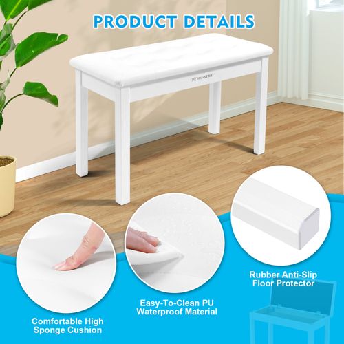   ♬Mustar Piano Stool Wooden Piano Bench With Storage Padded Keyboard Seat — image 10
