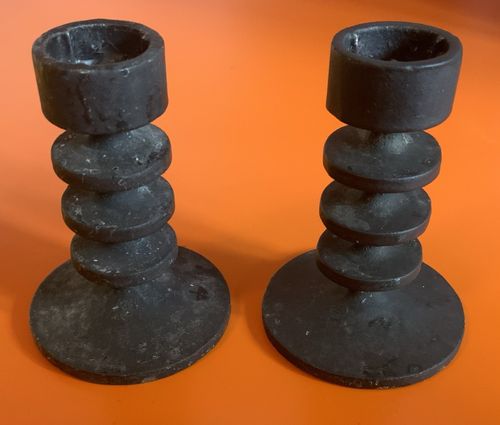 Cast iron candlesticks, Robert Welch 1960s Design Centre, Chipping Camden labels — image 3