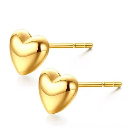 9ct gold  stud earrings heart design 6 mm pair — image 2