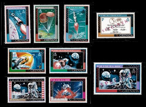 Grenada 1969 Space Apollo 11 Moon SPECIMEN Set Of 9 Stamps Scott #328-36 MNH Gem