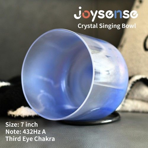 Clear Crystal Singing Bowl 7" 432Hz A Note Indigo Cosmic Light Quartz With Case