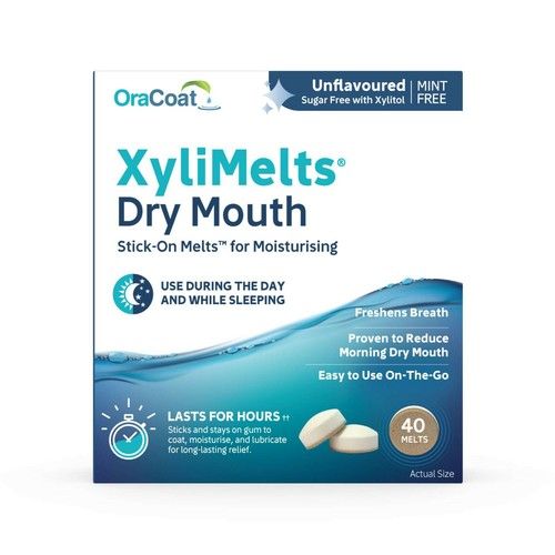 OraCoat XyliMelts Flavour Free 40 Discs for Dry Mouth, Night-Time Relief