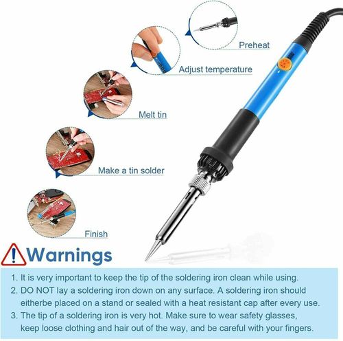 60W  Electronics Welding Solder Irons Tool Adjustable Temp Soldering Iron Kit UK — image 9