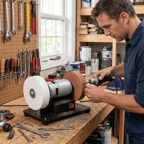 Electric Sander w/ 2 Wheels Electric Bench Grinder Sanding Machine Adjustable — image 10