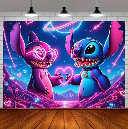 3D Lilo Cartoon Backdrop Birthday Party Banner Photo Studio Background Decor