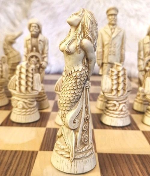 Chess  A Studio Anne Carlton, Nautical chess set. 13cm King. Board not included.