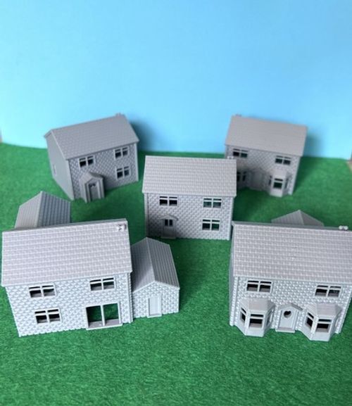 N Gauge 1:160 Detached Terraced Houses Model Railway Building 3D Printed Diorama