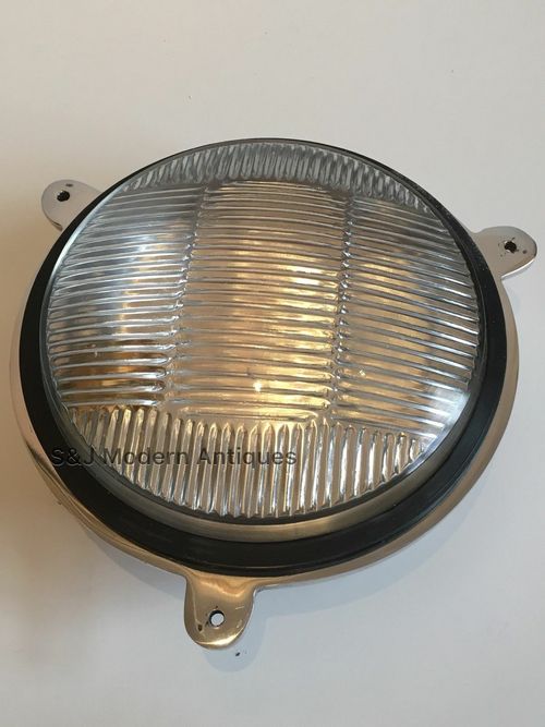 Industrial Bulkhead Light Wall Ceiling Silver Marine Aluminium Round Nautical  — image 9