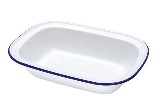 FALCON ENAMEL PIE DISH STEAK PUDDING ASHET BAKE BAKING OBLONG OVEN WHITE TIN NEW