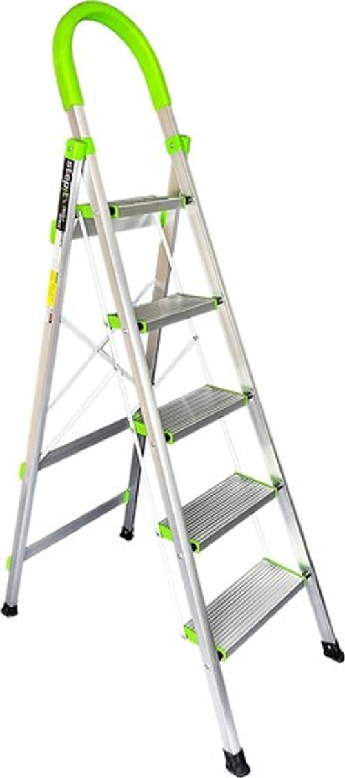 5 Step Ladder Aluminium Folding Portable Five Step Stepladder 150kg Anti-Slip