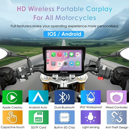 Carpuride W702S Moto Carplay Screen BMW BM05 Mount Android Auto Wired Controller — image 2