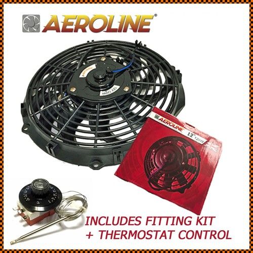 12" Aeroline® 120w 12v Electric Radiator Cooling Fan + Thermostat Control Switch