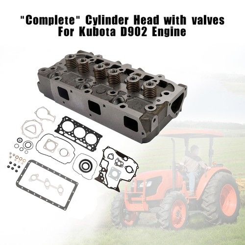 Complete Cylinder Head & Full Gasket Kit Compatible With Kubota D902 Engine D