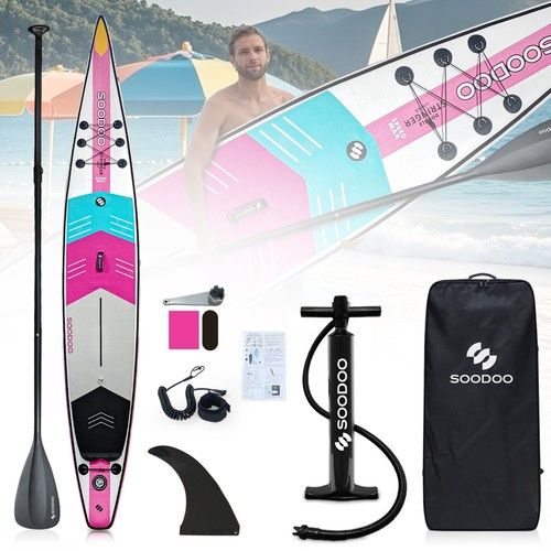 14FT Inflatable SUP Stand Up Paddle Board w/ Ankle-Strap Pump Carry Bag, 168"/L