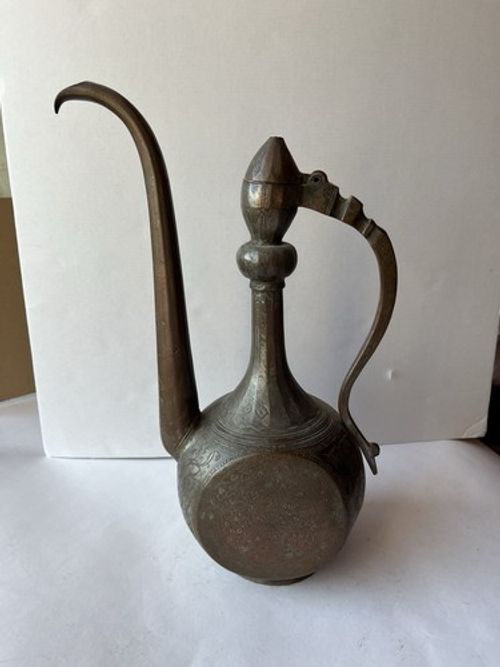Antique Islamic Copper Ewer Hand Engraved Handcrafted Middle Eastern
