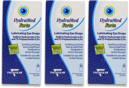 HydraMed Forte Lubricating Eye Drops 10ml x3 Dry Eye Relief — image 1