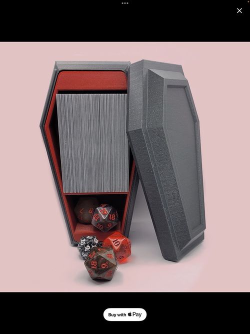 Coffin MTG Deck Box For Magic The Gathering - Black With Red Interior Token/dice — image 10
