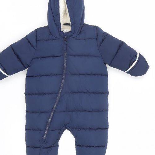 Fred & Flo Unisex Baby & Toddler Puffer Jacket Snowsuit Size 3-6 Months Blue — image 9