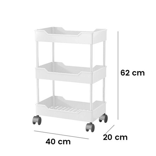 3/4 Tier Trolley on Wheels Kitchen Storage Utility Cart with Shelves Rolling UK