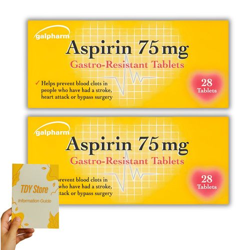 2 x Aspirn 75mg GASTRO-RESISTANT ENTERIC COATED - MAX 1 PER TRANSACTION