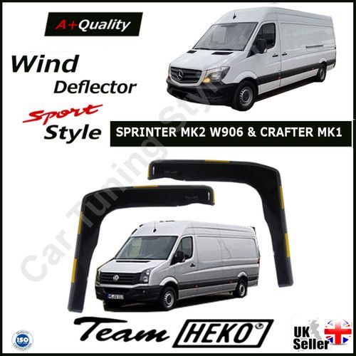 MERCEDES SPRINTER MK2 & VW CRAFTER MK1 2006-2018 2-pc Wind Deflectors HEKO