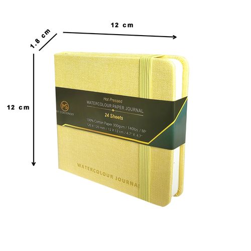Watercolour Pad Hot Pressed 300gsm 100% Cotton 24 Sheets Fabric Cover-12 X 12 CM — image 6