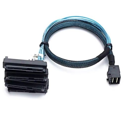 Mini SAS SFF-8643 to 4x 29pin SFF-8482 and 4x SATA 15pin Splitter Cable 1m UK***